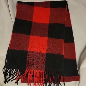 Victoria's Secret Red and Black Buffalo Plaid Scarf